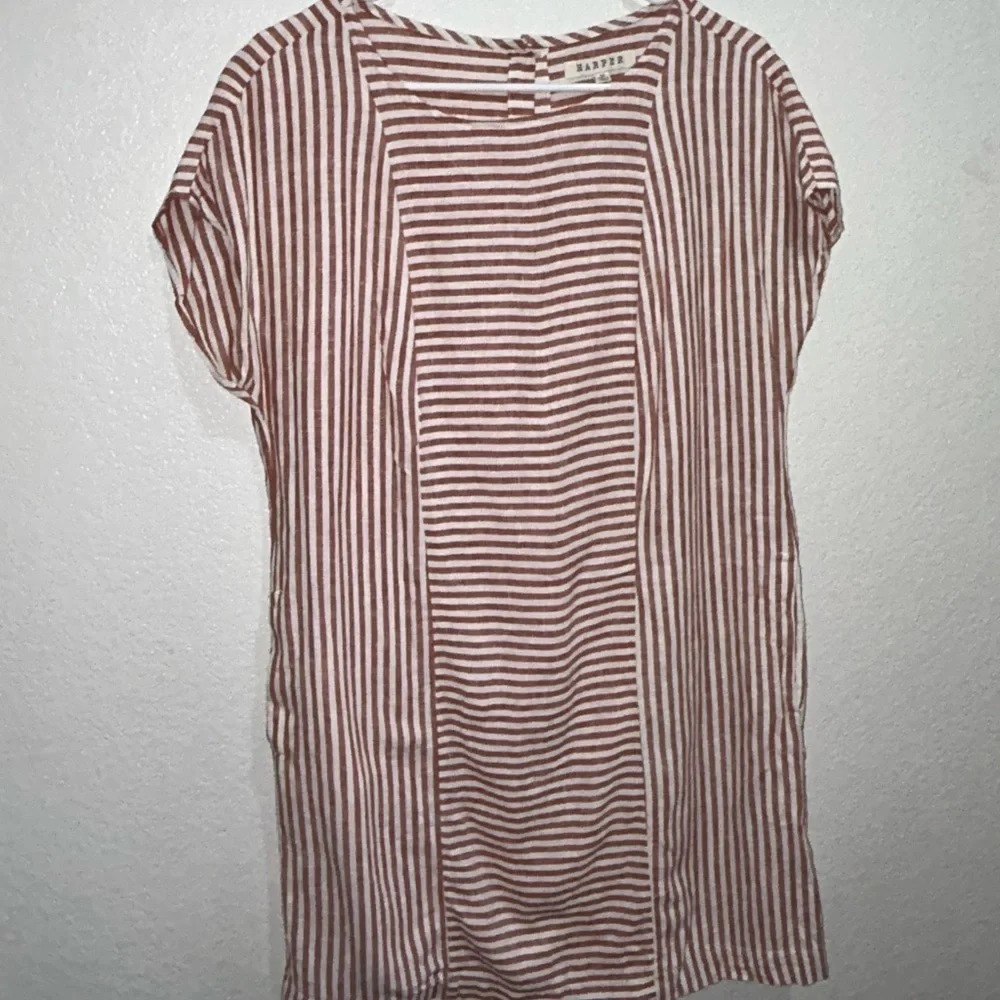 Harper Orange and White Striped Dress with Button Back
